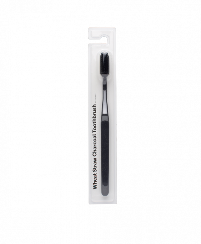 Charcoal toothbrush with wheat straw handle